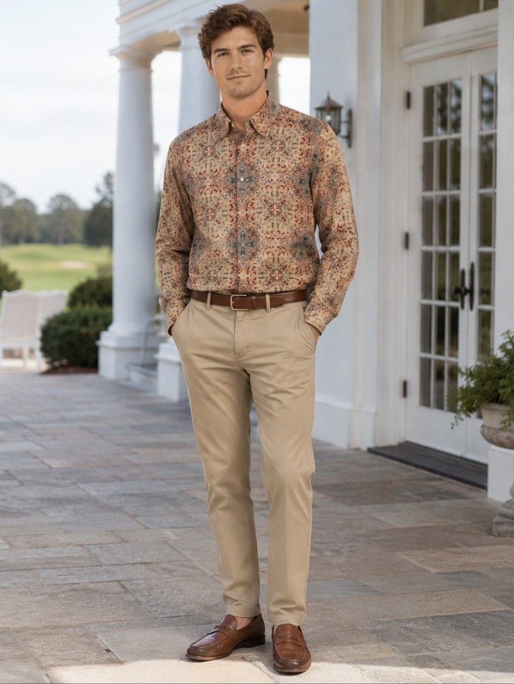 Elevated Paisley Medallion Shirt Old Money Preppy Resort Heritage 100% Cotton